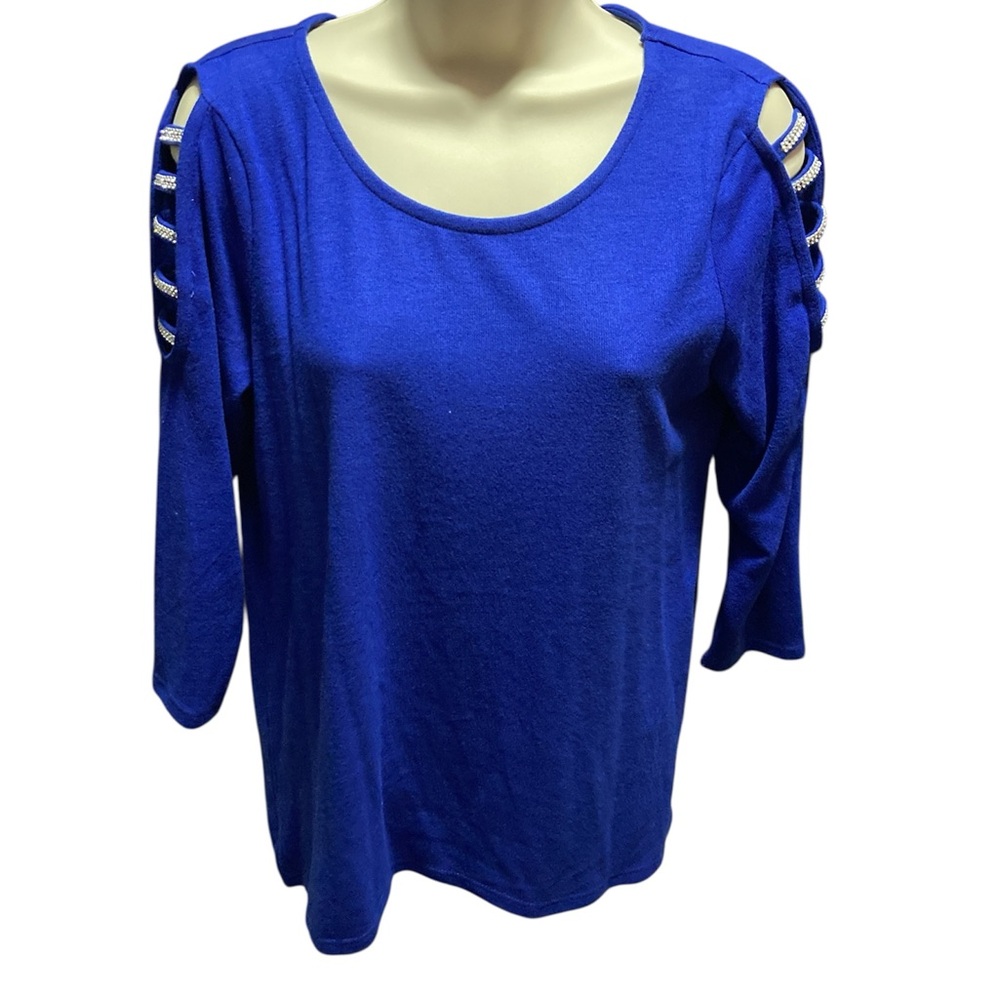 Love Scarlett Royal Blue Blouse with Cut-Out Sleeve Detail